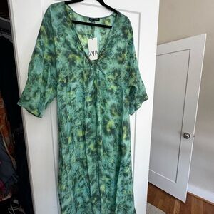 Zara Green Tie-Dye Women's Dress